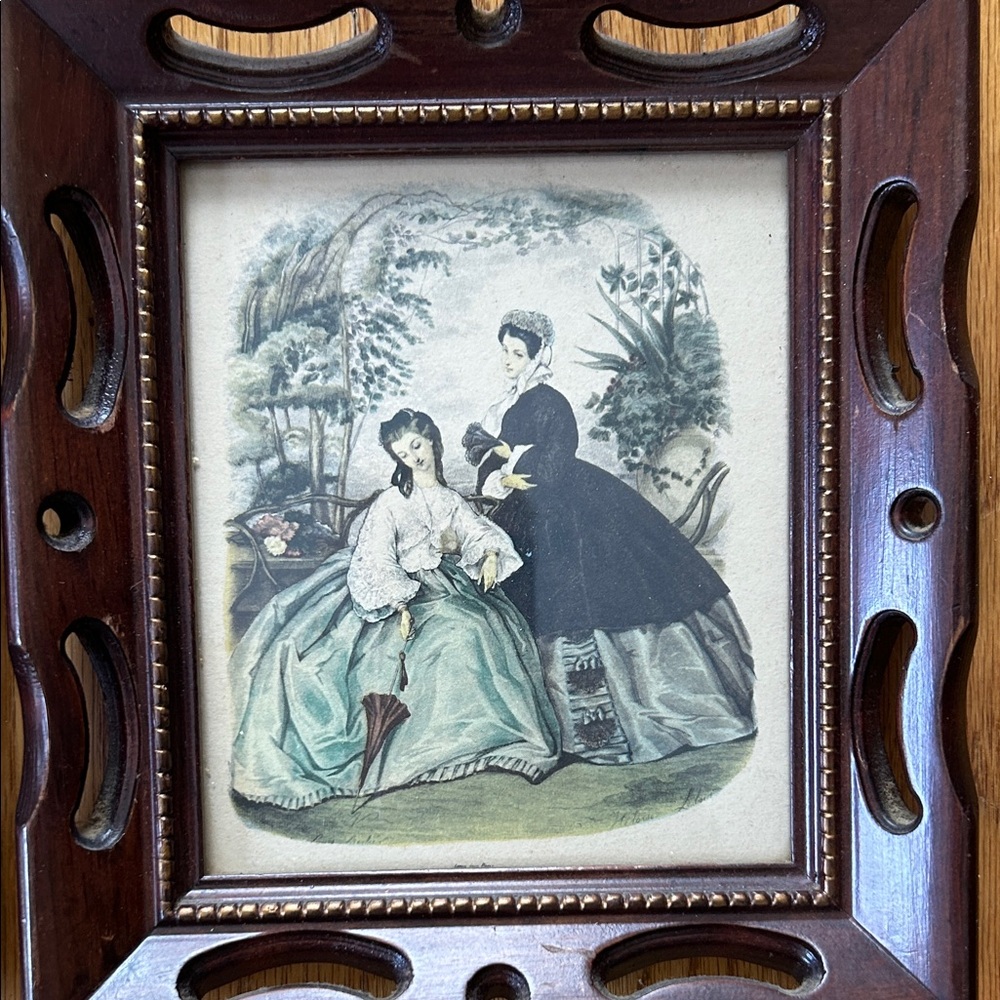 Antique Vintage Style Brown Framed Art Set Victorian Style; Excellent  Shape! - Picture 8 of 8